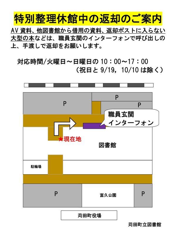 特別整理休館中の返却のご案内